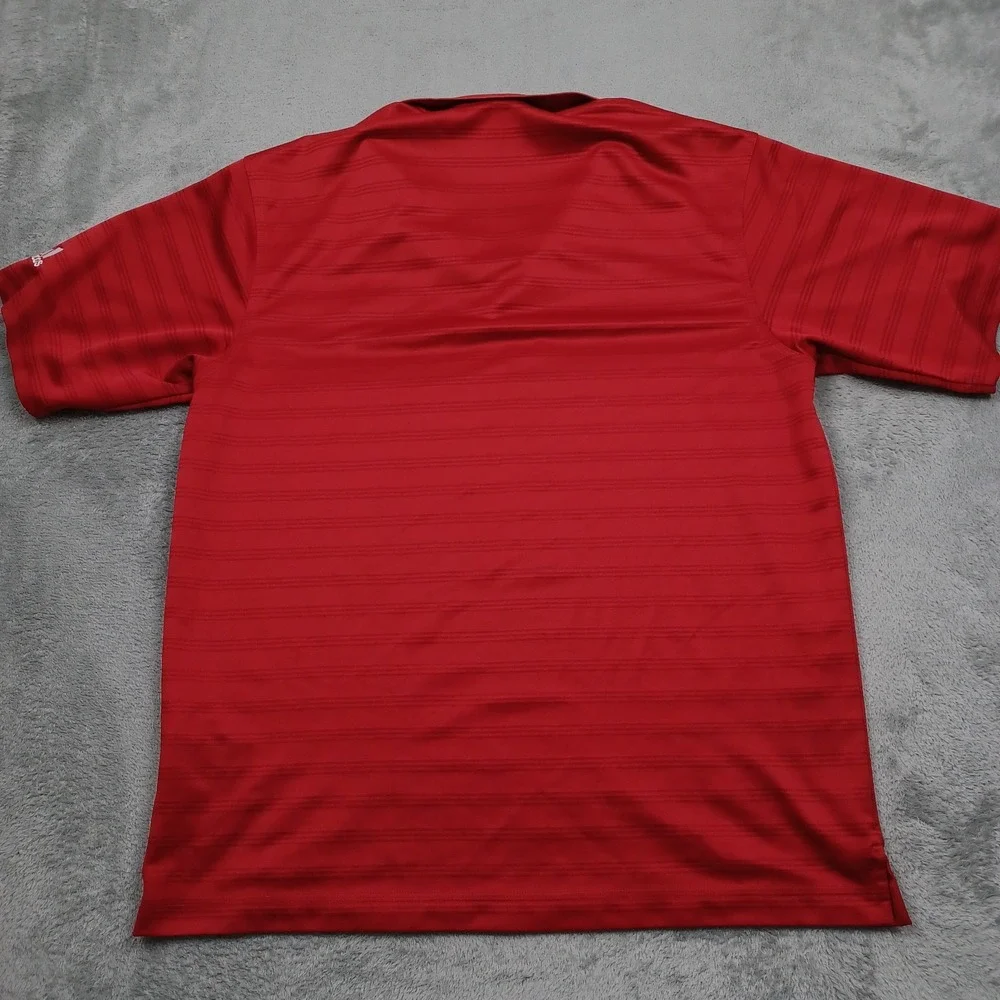 Arkansas Razorbacks Shirt Mens Medium Red Striped Polo Adidas